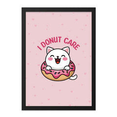 Funny Cat Wall Art, I Donut Care, Cute Cat Print, Cat Lover Gift, Kawaii Wall Decor, Sweet Treat Art, Playful Illustration - Tawshia