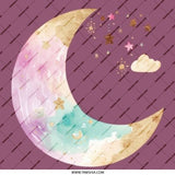 Dreamy Moon Stars Pinback Button, Celestial Badge, Watercolor Moon Pin, Magical Button, Nursery Decor, Celestial Gift, Space Button - Tawshia