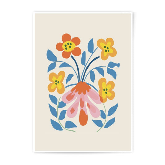 Retro Floral Photographic Print, Flower Wall Art, Vintage Botanical Decor, Colorful Flower Illustration, Modern Floral Art Print - Tawshia