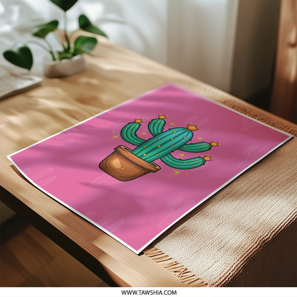 Cactus Photographic Print, Cute Home Decor, Desert Plant Art, Southwest Wall Art, Potted Cactus Print, Pink Cactus Art, Nature Photography - Tawshia