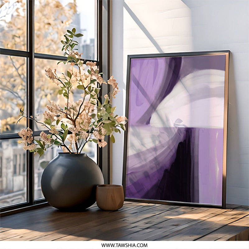 Abstract Art Wall Decor, Purple and White Painting, Modern Art Print, Contemporary Wall Art, Home Decor Art - Tawshia