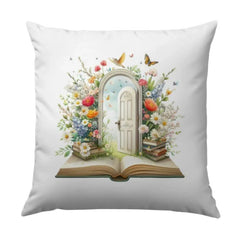 Floral Door Pillow, Book Lover Gift, Garden Gate Design, Butterfly Home Decor, Reading Nook Cushion, Spring Pillow - Tawshia
