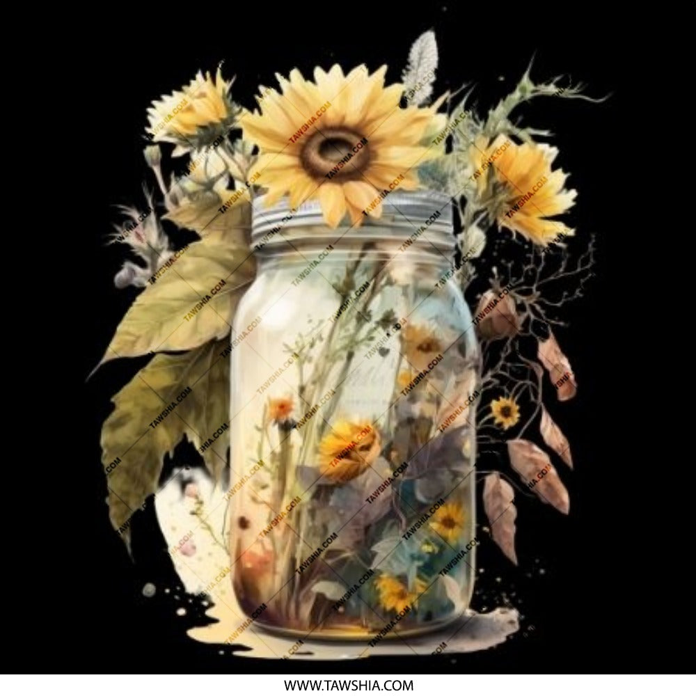 Sunflower Pinback Button, Floral Mason Jar, Trendy Button, Summer Vibes Button, Cute Accessories, Gift Idea, Decorative Badge - Tawshia