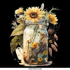 Sunflower Pinback Button, Floral Mason Jar, Trendy Button, Summer Vibes Button, Cute Accessories, Gift Idea, Decorative Badge - Tawshia