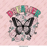 Dreamer Butterfly Pinback Button, Floral Dreamer Badge, Pink Aesthetic Button, Cute Butterfly Accessory, Positive Pin, Dreamer Gift - Tawshia