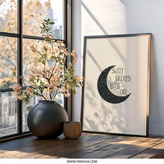 Sweet Dreams Little One Wall Art, Nursery Decor, Moon and Stars Print, Baby Room, Celestial Theme, Kids Room Art, Dreamy Wall Decor - Tawshia