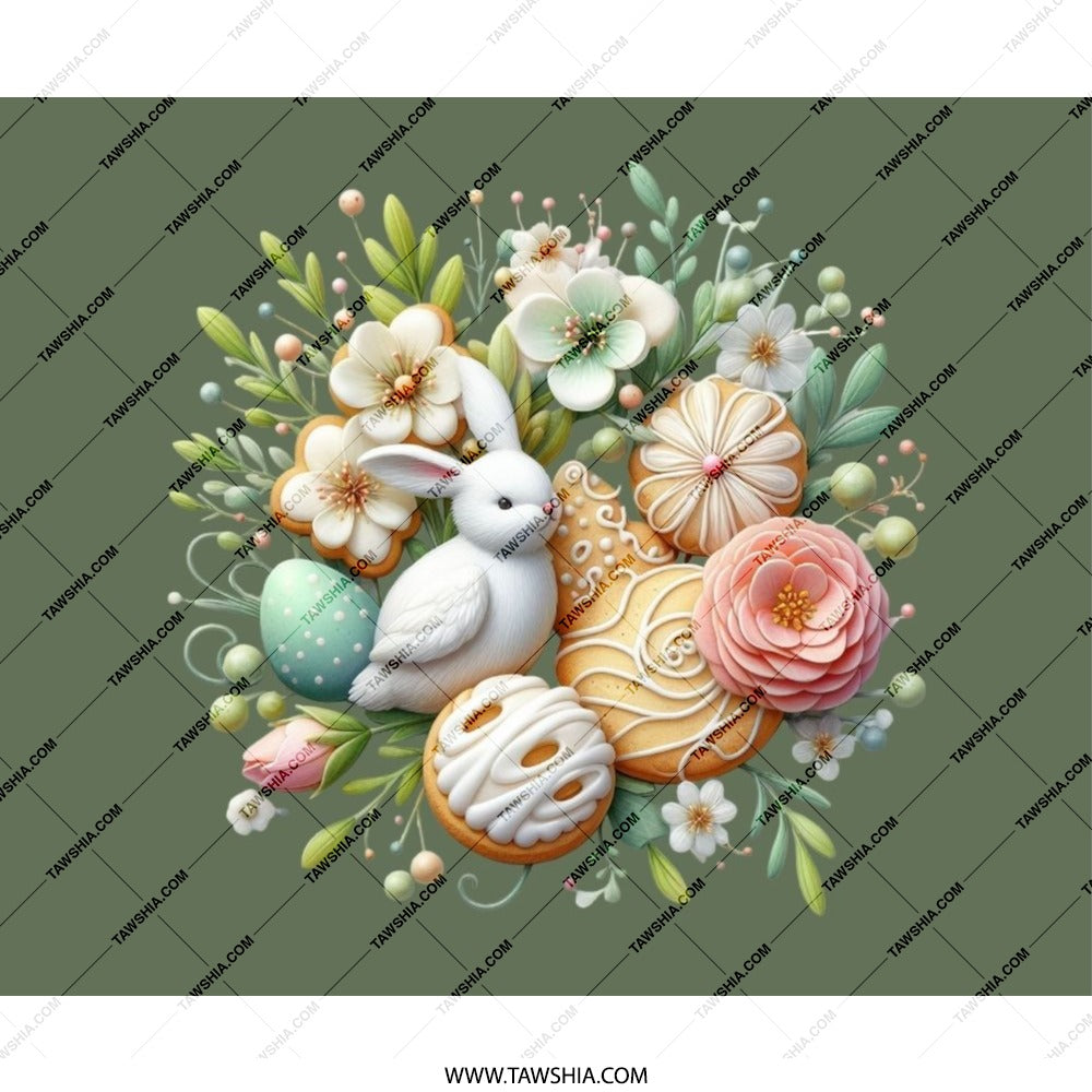 Floral Easter Bunny Mouse Pad, Spring Flowers Bunny, Easter Egg Floral Computer Mousepad, Pastel Decor Mouse Pad, Cute Spring Decor - Tawshia