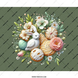 Floral Easter Bunny Mouse Pad, Spring Flowers Bunny, Easter Egg Floral Computer Mousepad, Pastel Decor Mouse Pad, Cute Spring Decor - Tawshia