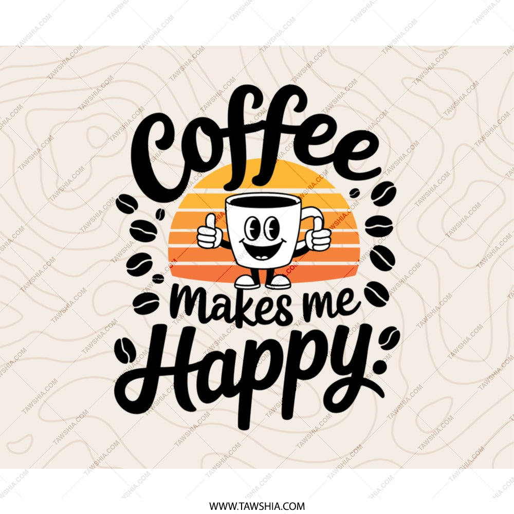 Coffee Makes Me Happy Mouse Pad, Cute Coffee Lover Gift, Office Desk Decor, Funny Coffee Quote Mousepad, Work From Home Essential - Tawshia
