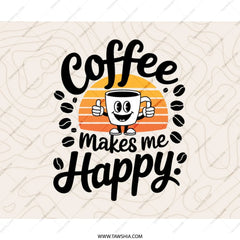 Coffee Makes Me Happy Mouse Pad, Cute Coffee Lover Gift, Office Desk Decor, Funny Coffee Quote Mousepad, Work From Home Essential - Tawshia