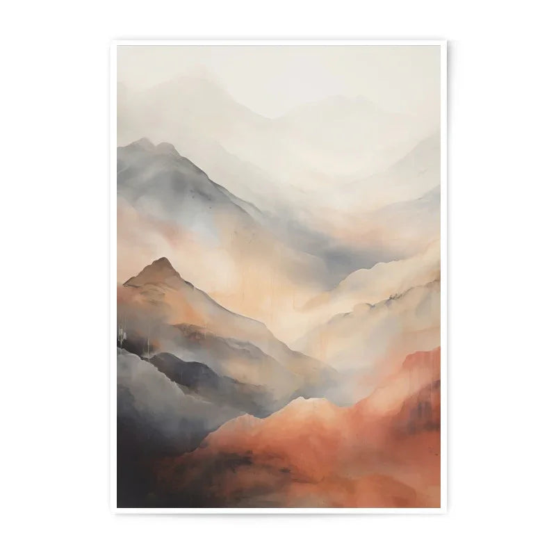 Mountain Range Photographic Print, Abstract Landscape Art, Neutral Tones, Modern Wall Decor, Home Office Art, Printable Mountain Scenery - Tawshia