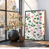 Pink Floral Wall Art, Botanical Print, Flower Decor, Floral Pattern Art, Trendy Home Decor, Modern Wall Decor, Housewarming Gift - Tawshia