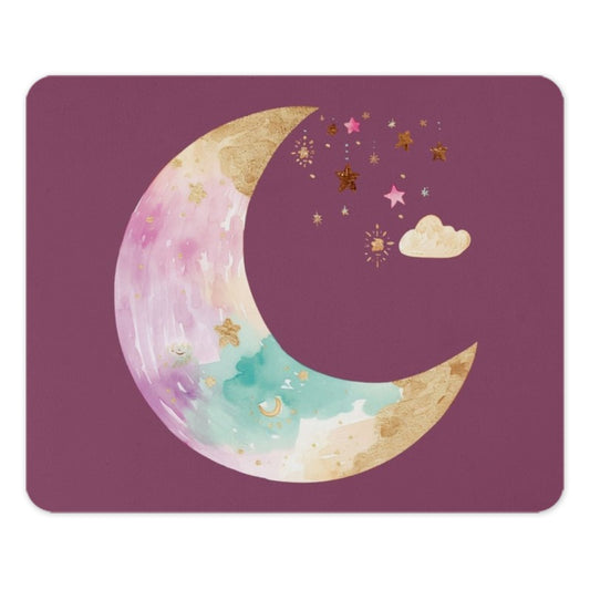 Celestial Moon Mouse Pad, Watercolor Crescent Design, Starry Night Desk Decor, Cute Aesthetic Office Gift, Dreamy Workspace Accessory - Tawshia