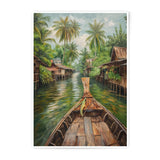 Tropical Canal Photographic Print, Thailand Boat Art, River Houses Decor, Exotic Travel Photo, Southeast Asia Scenery - Tawshia