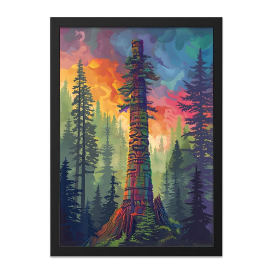 Totem Pole Wall Art, Pacific Northwest Decor, Forest Landscape Art Print, Colorful Home Decor, PNW Wall Decor, Unique Art - Tawshia