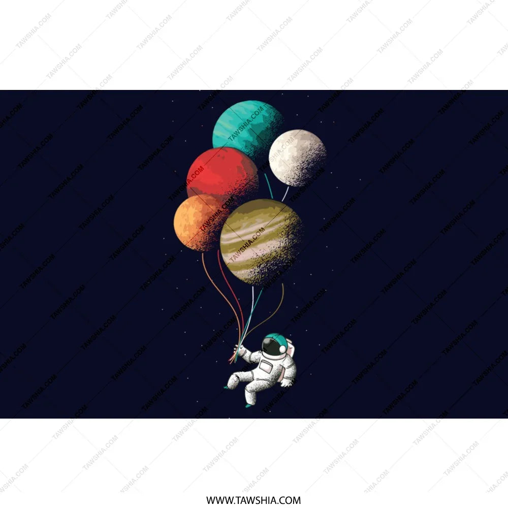 Astronaut Floating with Planets Balloon Print product type