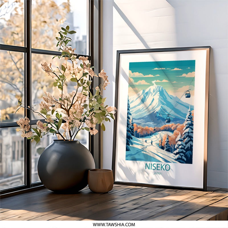 Niseko Japan Wall Art, Ski Resort Print, Japanese Winter Landscape Poster, Mountain Scenery Home Decor, Modern Travel Art - Tawshia