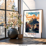 Edinburgh Scotland Wall Art, Cityscape Print, Scottish Castle Art, Travel Poster, Scotland Home Decor, Modern Wall Art, Gift Idea - Tawshia