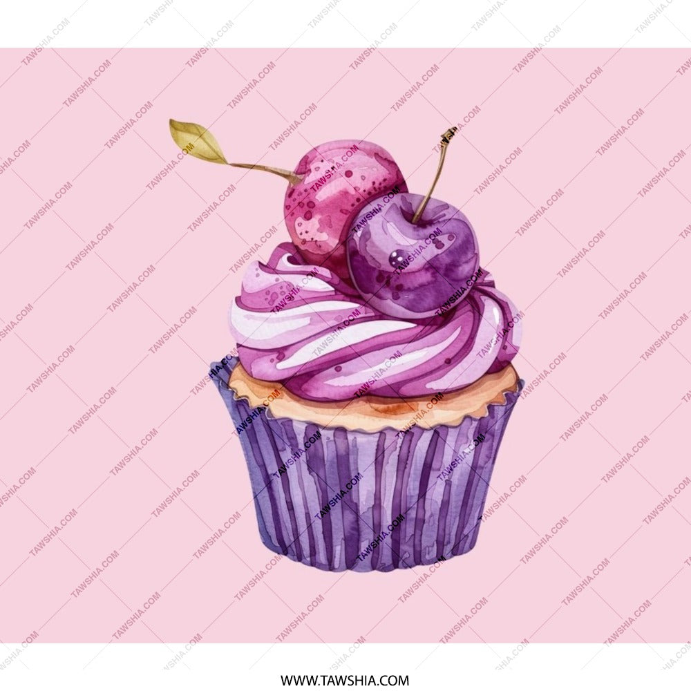 Cherry Cupcake BackPack, Sweet Treat Art BackPack, Dessert Lover School Bag, Unique Foodie BackPack, Gift for Baker BackPack, Purple Theme - Tawshia