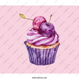 Cherry Cupcake BackPack, Sweet Treat Art BackPack, Dessert Lover School Bag, Unique Foodie BackPack, Gift for Baker BackPack, Purple Theme - Tawshia