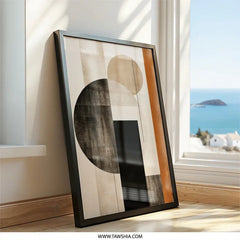 Minimalist Geometric Art Wall Art, Abstract Shapes Print, Modern Home Decor, Black and Beige Wall Decor, Contemporary Art Print - Tawshia