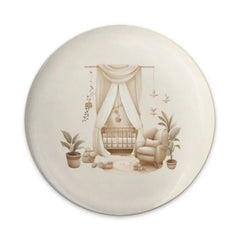 Baby Nursery Pinback Button, Boho Baby Room Decor, Baby Cot Illustration, Neutral Tones Room, Gift for New Parents, Cute Baby Button - Tawshia