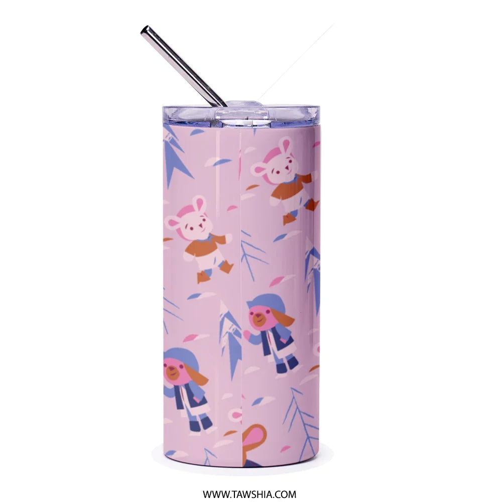 Cute Animal Patterned Travel Tumbler with Straw product