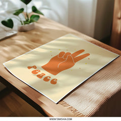 Peace Sign Photographic Print, Retro Peace Art Print, 70s Decor, Hippie Wall Art, Peace Hand Sign, Bohemian Art Print, Gallery Wall Art - Tawshia