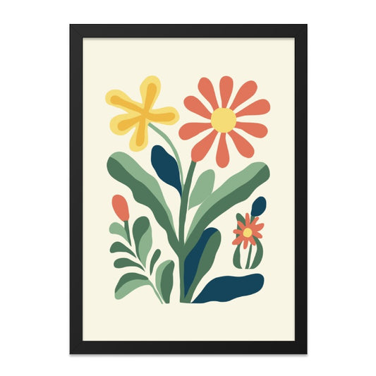 Colorful Floral Wall Art, Botanical Print, Modern Flower Art, Home Decor, Framed Art, Wall Decor, Flower Illustration, Nature Art - Tawshia