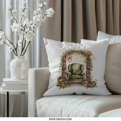 Cozy Autumn Nook Pillow, Fall Pumpkin Reading Chair Decor, Bookshelf Pillow, Autumn Home Decor, Literary Gift Pillow - Tawshia