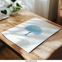 Blue Tree Photographic Print, Minimalist Art, Nature Inspired Wall Decor, Calm and Serene Home Art, Ready to Frame - Tawshia