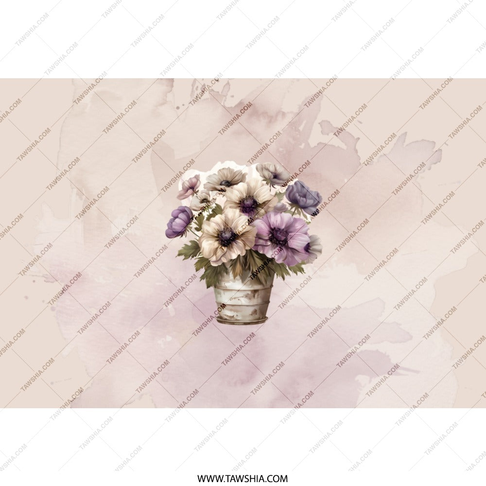 Floral Tumbler, Anemone Flower, Purple Flower Tumbler, Flower Arrangement Tumbler, Elegant Tumbler, Travel Mug, Gift For Her, For Mom - Tawshia