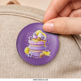 Pancake and Honey Pinback Button, Lemon Floral Button, Food Lover Gift, Sweet Treat Pinback, Cute Pancake Button, Button for Backpacks - Tawshia