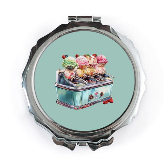 Ice Cream Parlor Pocket Mirror, Cute Pocket Mirror, Sweet Treat Design, Retro Style Mirror, Summer Pocket Mirror, Gift For Ice Cream Lover - Tawshia