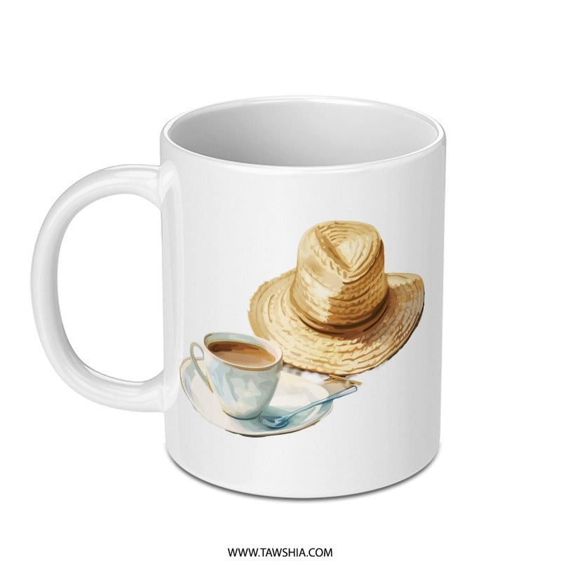Coffee Mug, Beach Hat, Relaxing Mug, Morning Coffee, Unique Mug Design, Gift Idea, Coffee Lover Mug, Tea Cup, Novelty Mug, Cute Coffee Mug - Tawshia