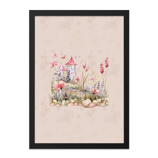 Fairy Tale Castle Wall Art, Pink Fantasy Art Print, Watercolor Landscape Artwork, Whimsical Home Decor, Princess Castle Decor - Tawshia