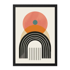 Mid Century Modern Wall Art, Abstract Geometric Print, Boho Home Decor, Minimalist Art Print, Circle Rainbow Poster - Tawshia