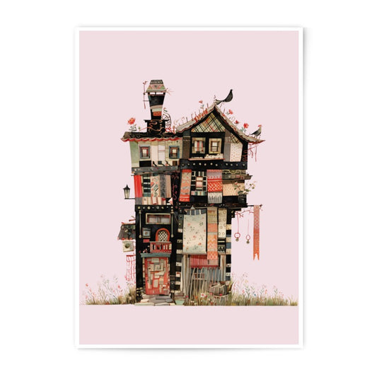 Whimsical House Photographic Print, Quirky Home Art, Fantasy Cottage Wall Decor, Illustrated Building Print, Unique Home Gift Idea - Tawshia