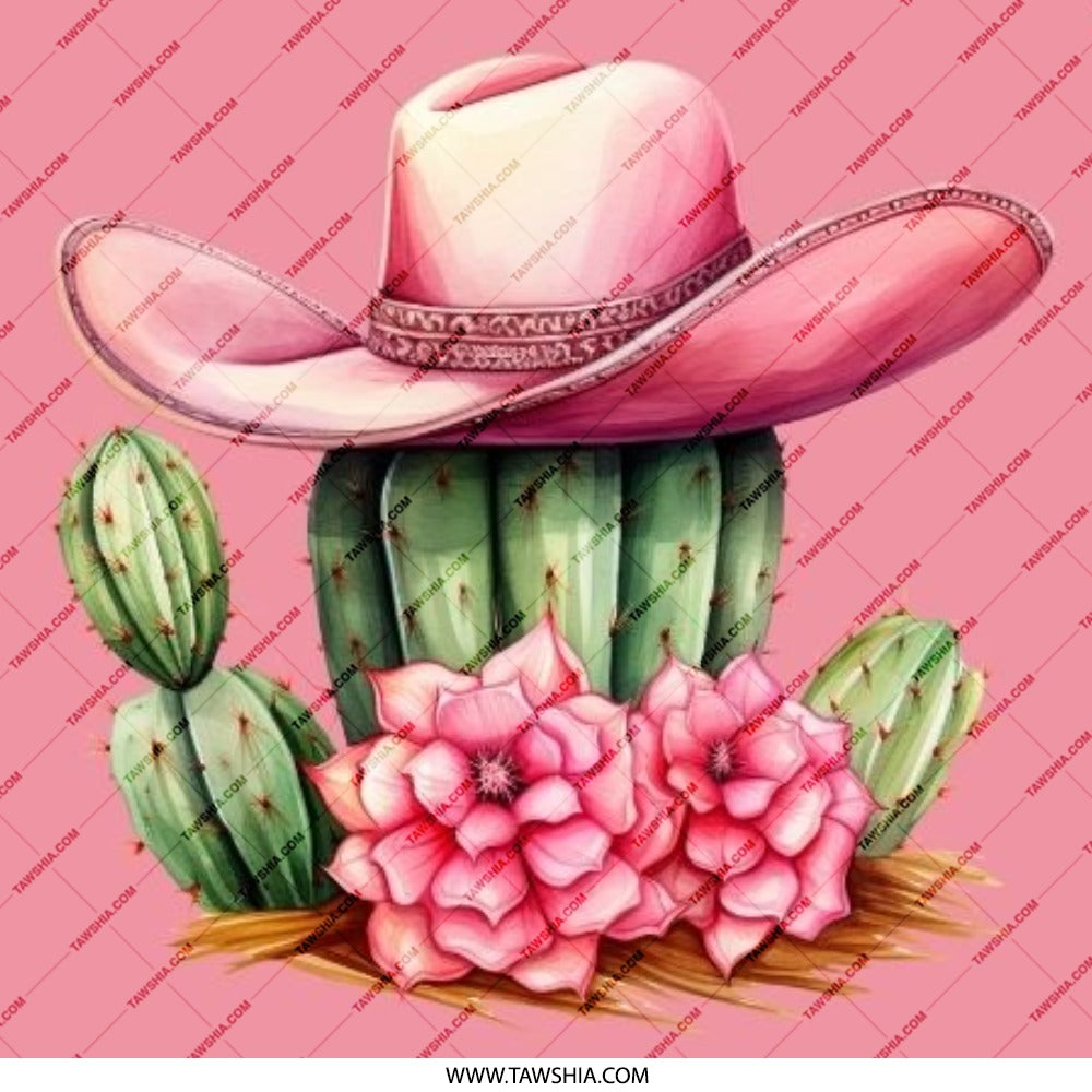 Pink Cowboy Hat Pinback Button, Desert Cactus Flower Badge, Western Style Pin, Trendy Accessory, Cute Button, Gift Idea - Tawshia