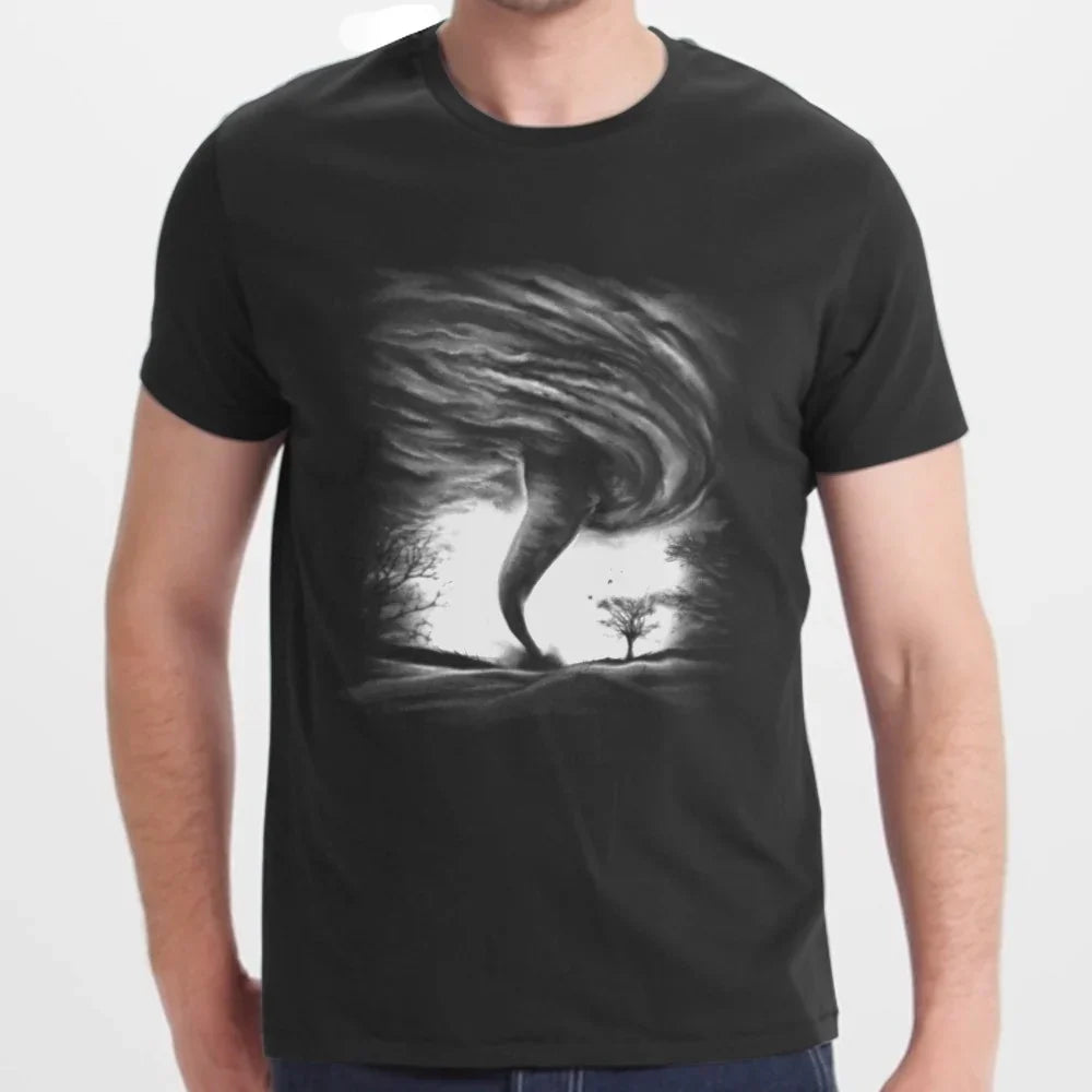 Tornado Storm Graphic Art Black Unisex T-Shirt product