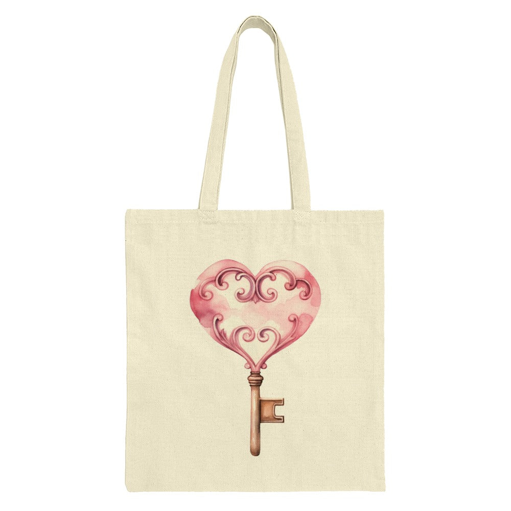 Heart Key Tote Bag, Valentine Gift Idea, Elegant Tote, Romantic Design, Gift for Her, Stylish Bag, Special Occasion, Unique Tote - Tawshia
