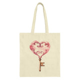 Heart Key Tote Bag, Valentine Gift Idea, Elegant Tote, Romantic Design, Gift for Her, Stylish Bag, Special Occasion, Unique Tote - Tawshia