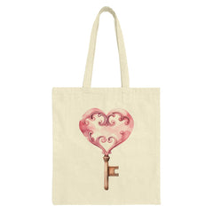 Heart Key Tote Bag, Valentine Gift Idea, Elegant Tote, Romantic Design, Gift for Her, Stylish Bag, Special Occasion, Unique Tote - Tawshia