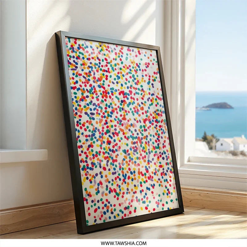 Colorful Confetti Wall Art, Fun Bright Dots Print, Modern Abstract Decor, Playful Celebration Art, Festive Home Accent - Tawshia