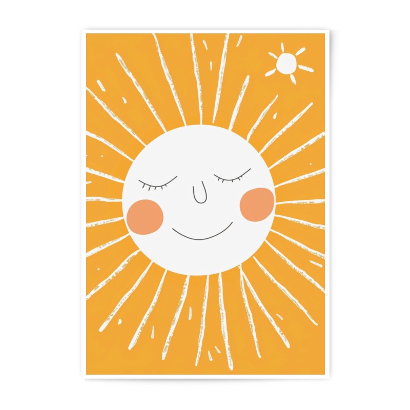 Sunshine Photographic Print, Smiling Sun Art, Nursery Decor, Kids Room Art, Happy Sun Illustration, Sunny Print, Positive Wall Art - Tawshia