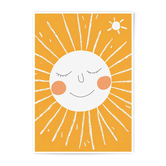 Sunshine Photographic Print, Smiling Sun Art, Nursery Decor, Kids Room Art, Happy Sun Illustration, Sunny Print, Positive Wall Art - Tawshia