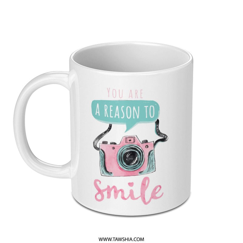 You Are A Reason To Smile Camera Mug, Inspirational Gift, Cute Mug, Photographer Gift, Coffee Mug, Tea Mug, Gift Idea - Tawshia