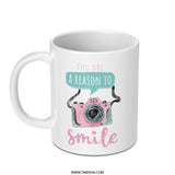 You Are A Reason To Smile Camera Mug, Inspirational Gift, Cute Mug, Photographer Gift, Coffee Mug, Tea Mug, Gift Idea - Tawshia
