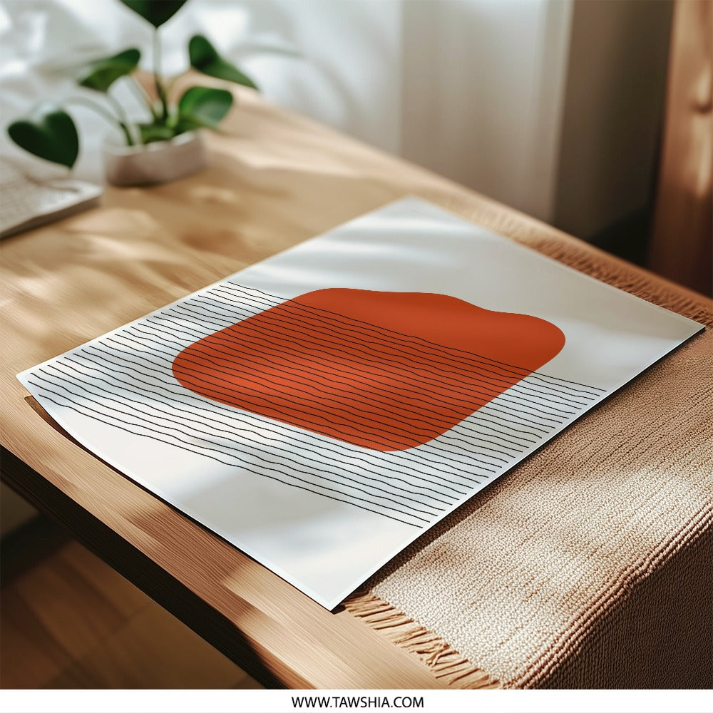 Abstract Photographic Print, Geometric Wall Art, Modern Art Print, Minimalist Decor, Red Shape Photo, Line Art Poster, Home Decor - Tawshia