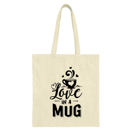 Love in a Mug Tote Bag, Coffee Lover Gift, Heart Graphic Tote, Cute Beverage Design, Everyday Bag, Reusable Shopping Bag - Tawshia